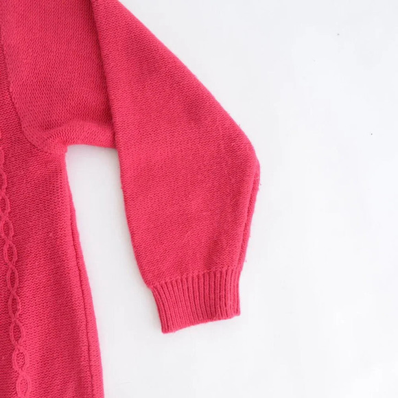 Vintage Tradition  Pink Cable Knit Barbiecore Button Up Cardigan Sweater L - Picture 7 of 12